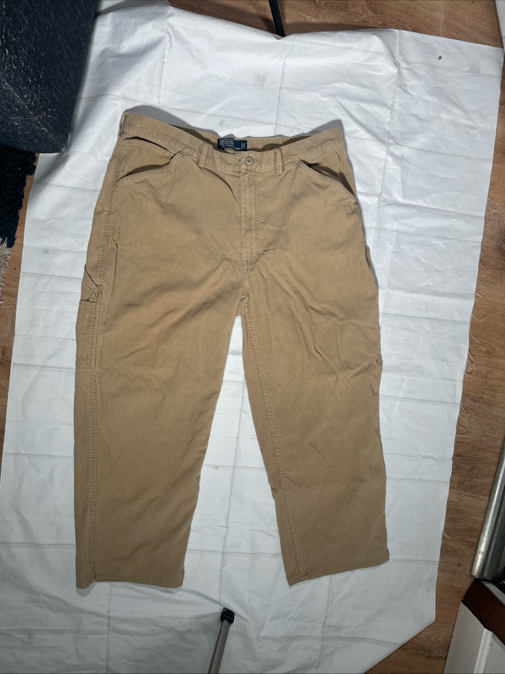 VTG Polo Ralph Lauren Mens 38x25 Corduroy Carpenter Baggy Pants 100% Cotton